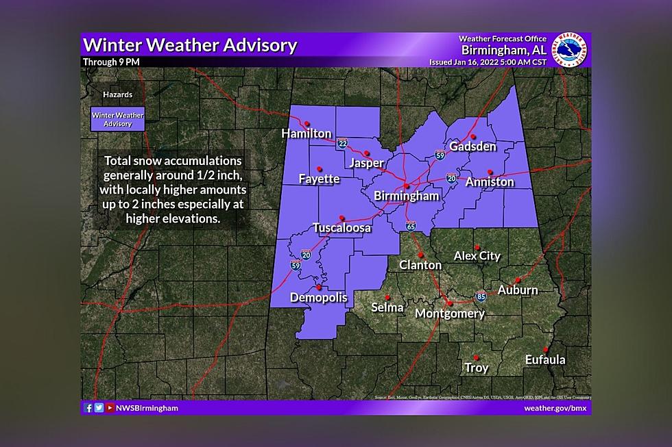 Expanded Winter Weather Advisories for West and Central Alabama