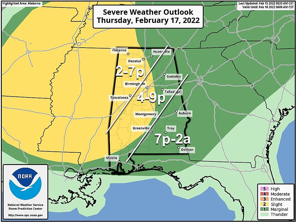 Western Alabama has a Heightened Chance for Tornadoes on Thursday