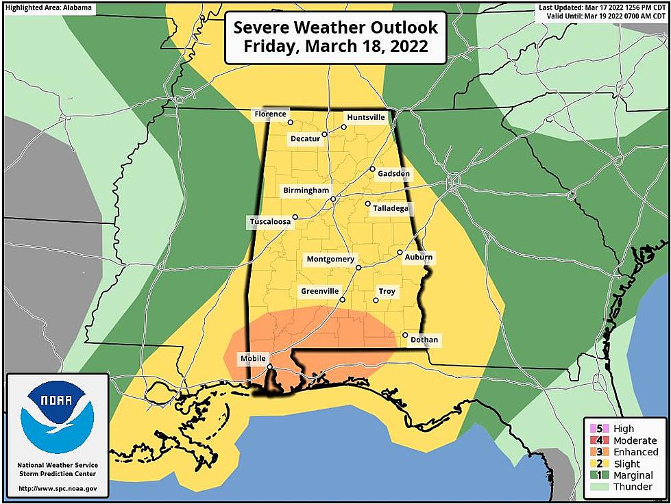 Severe Weather Friday: Central Alabama Upgraded to Slight Risk