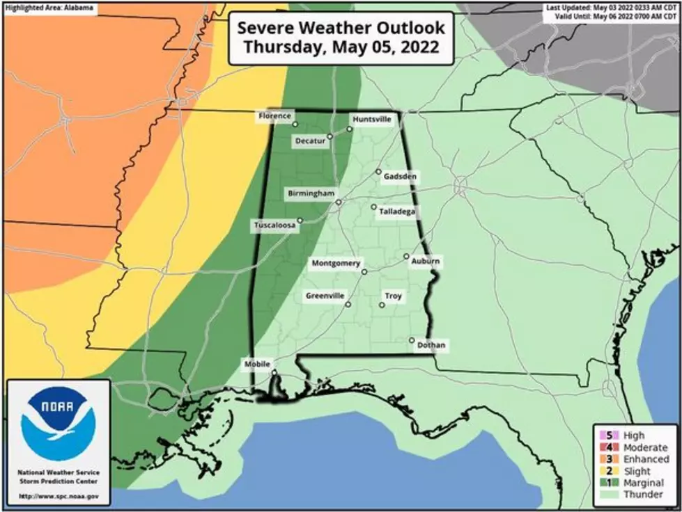 Possible Strong to Severe Storms Later This Week in West, Central Alabama