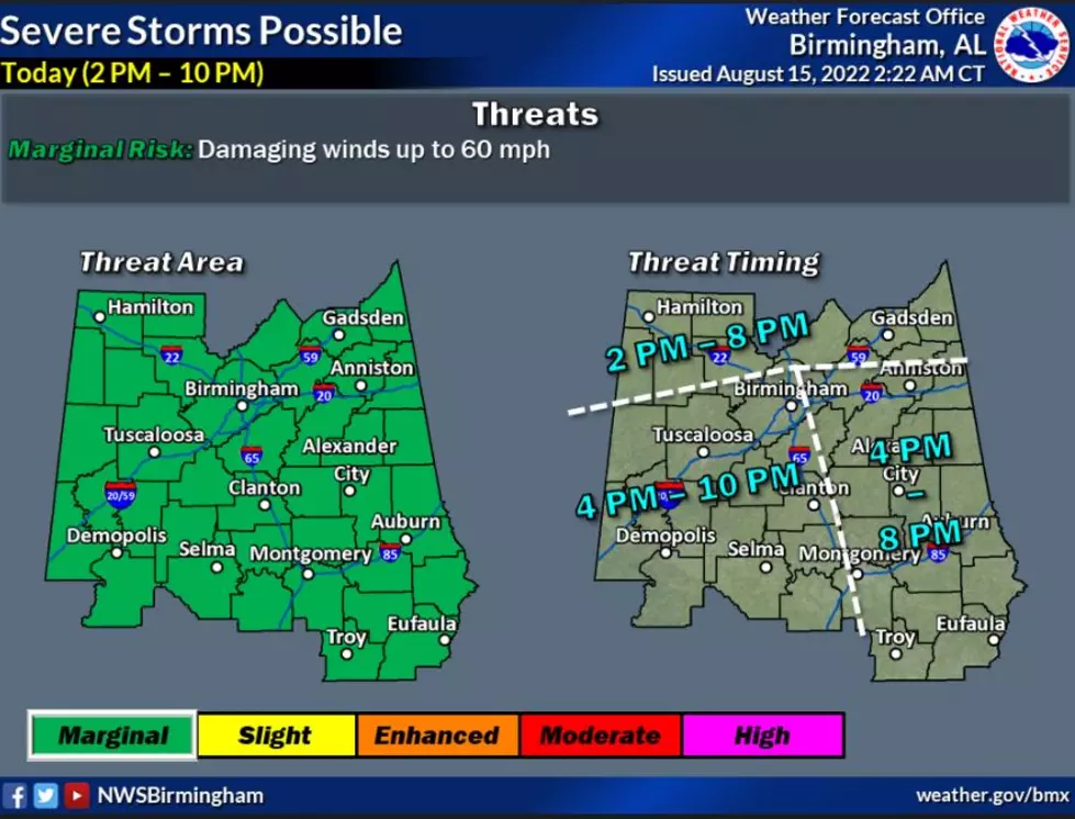 Marginal Risk of Severe Thunderstorms Possible for West, Central Alabama