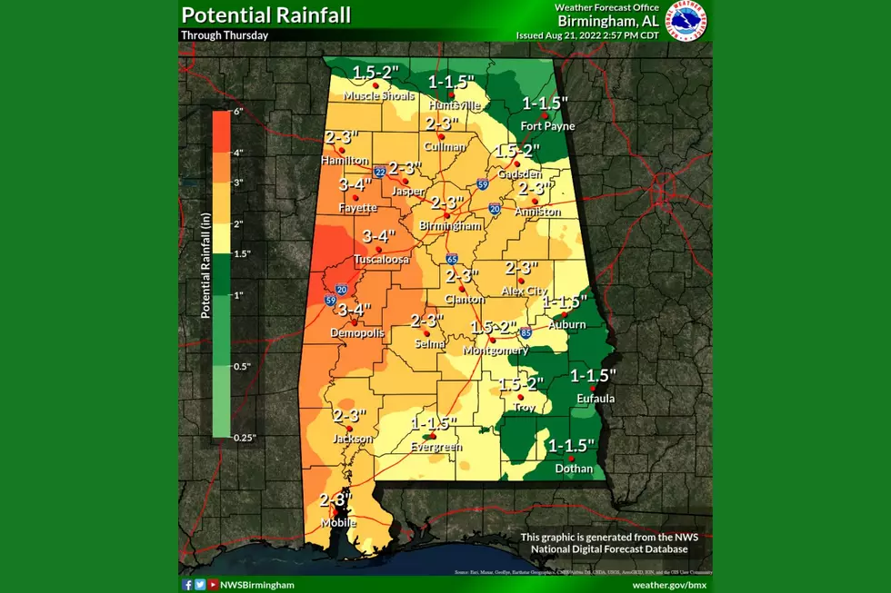 Heightened Rainfall Expected This Week for West, Central Alabama