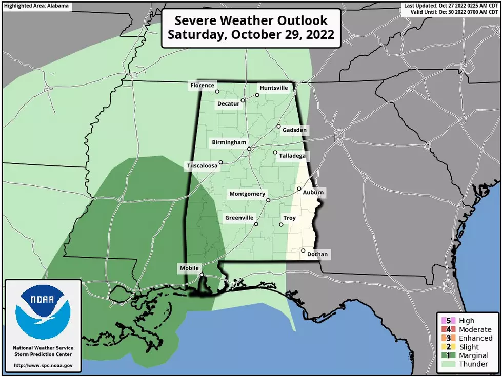 Marginal Risk for Severe Weather Saturday for Southwest Alabama Counties