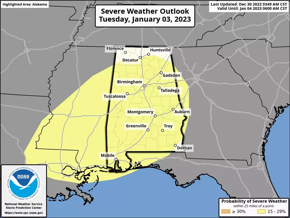 Possible Tornado Threat in Alabama Early in the New Year