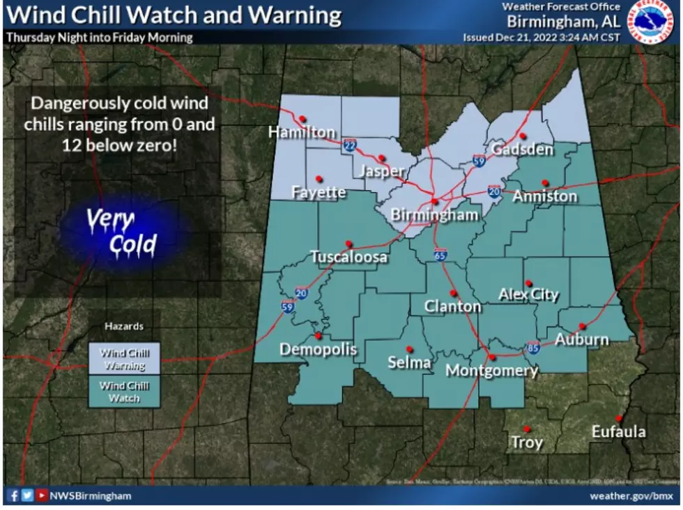 Be Prepared for Dangerously Cold Wind Chill Values in Alabama