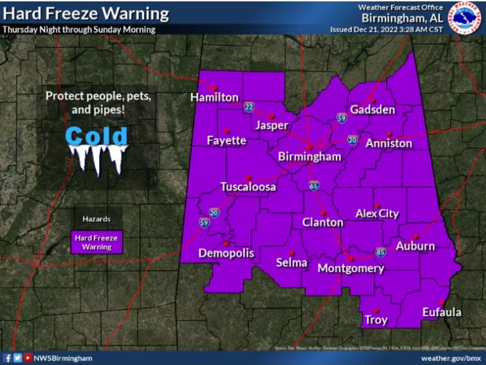 Hard Freeze Warning Issued Ahead of Arctic Blast Alabama Arrival 