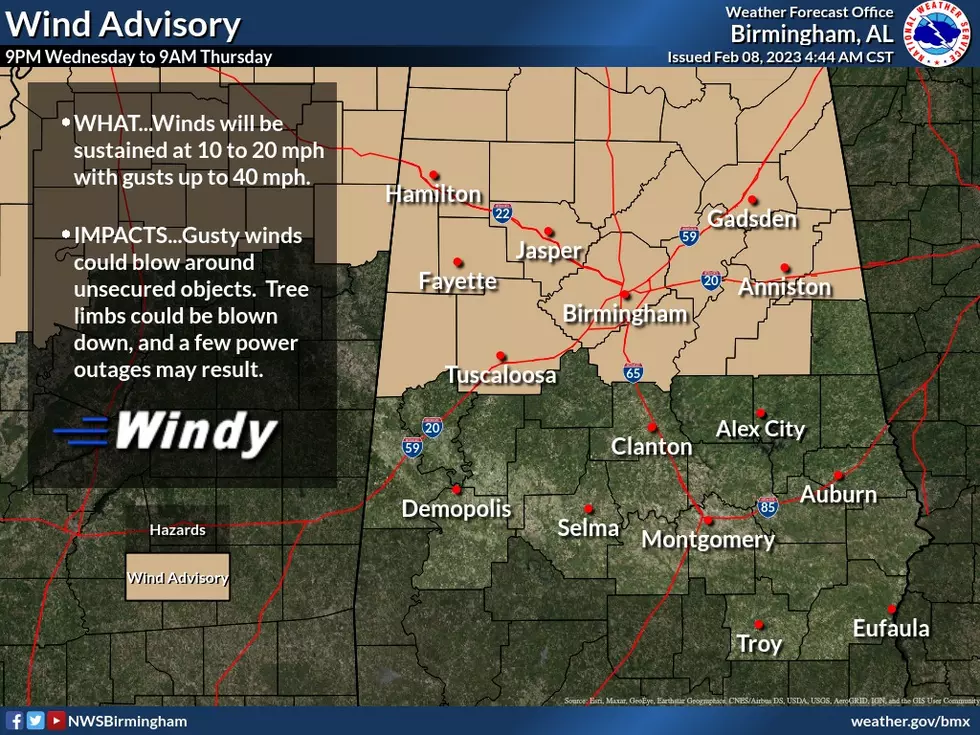 Wind Advisory for Portions of Alabama: Expect Gusts Up to 40 Mph
