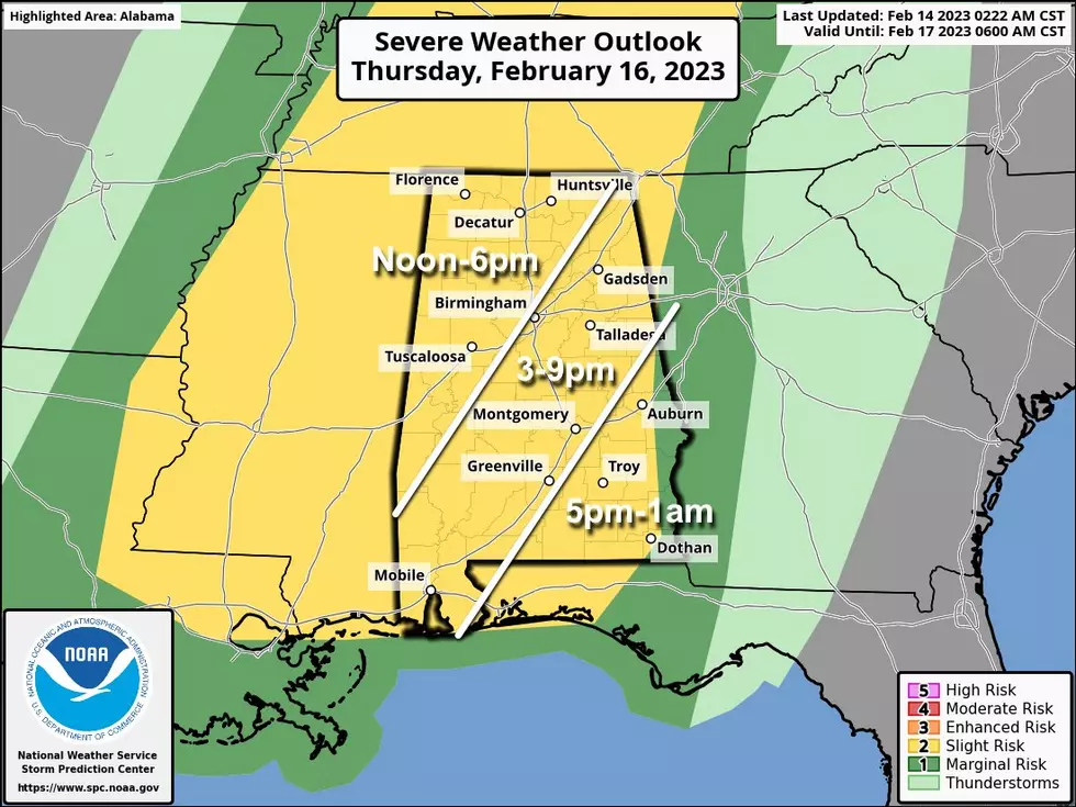 Tornadoes, Damaging Winds, Hail Possible This Week in Alabama
