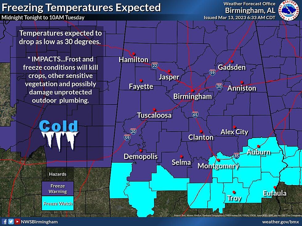 Sub-Freezing Temperatures in Alabama Prompt Freeze Watch, Warning