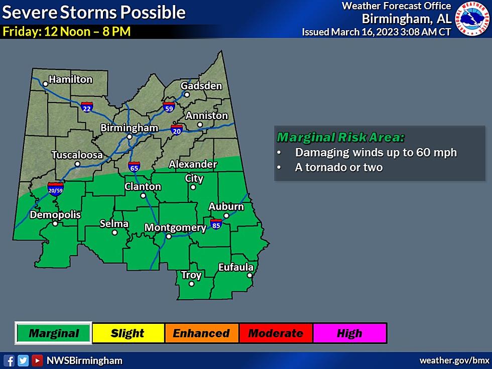 Possible Tornadoes, Damaging Winds, Rain for Portions of Alabama