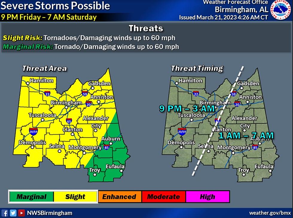 Late Week Threat: Risk of Damaging Winds, Tornadoes in Alabama