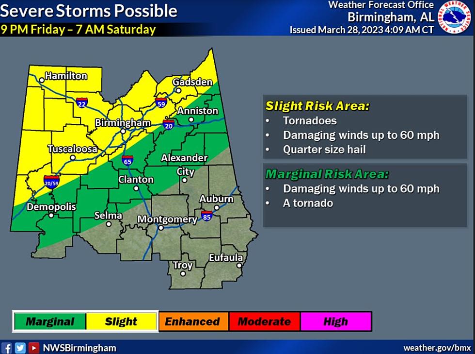 Days Away: Possible Tornadoes, Damaging Winds, Hail in Alabama