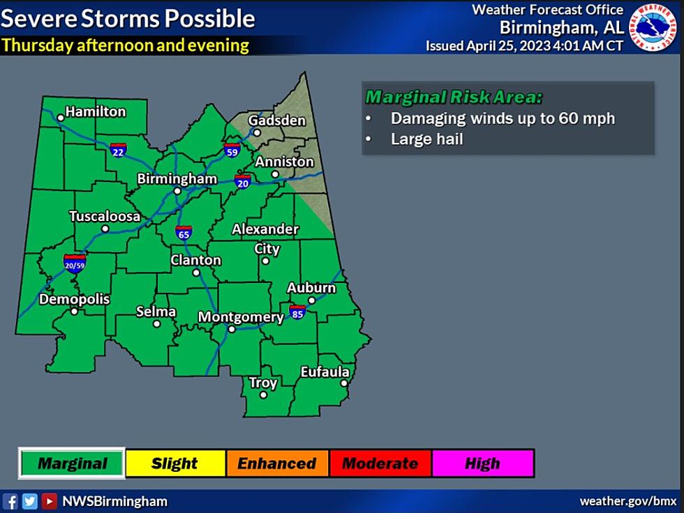 Alabama Weather: Marginal Risk Added to Thursday Severe Threat