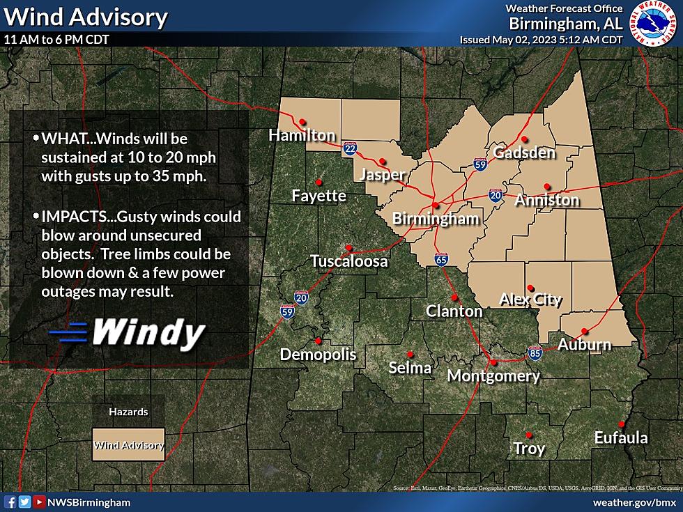 Gusts Up to 35 MPH Prompt Wind Advisory for Portions of Alabama