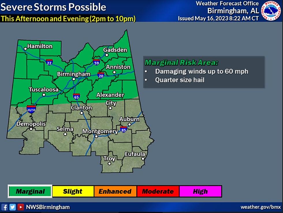 Damaging Winds, Hail Expected in Parts of Central, West Alabama