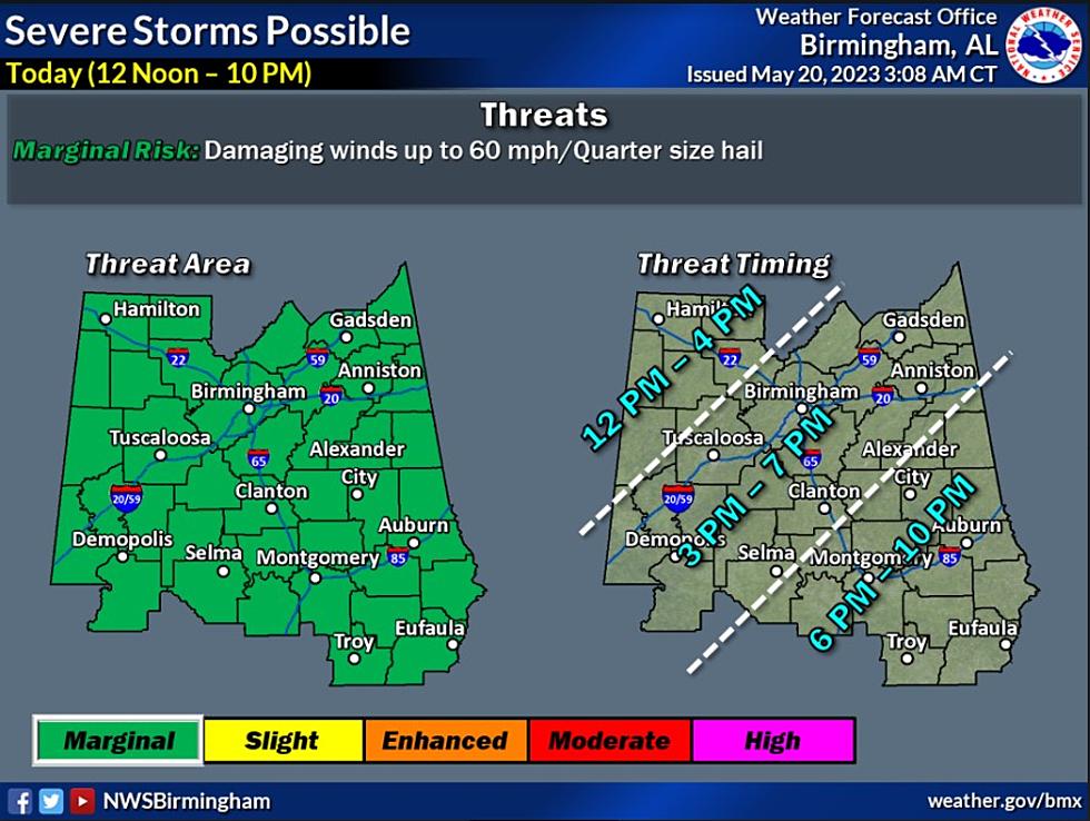 Strong Storms Today in Alabama Bring Concerns of Damaging Winds, Hail