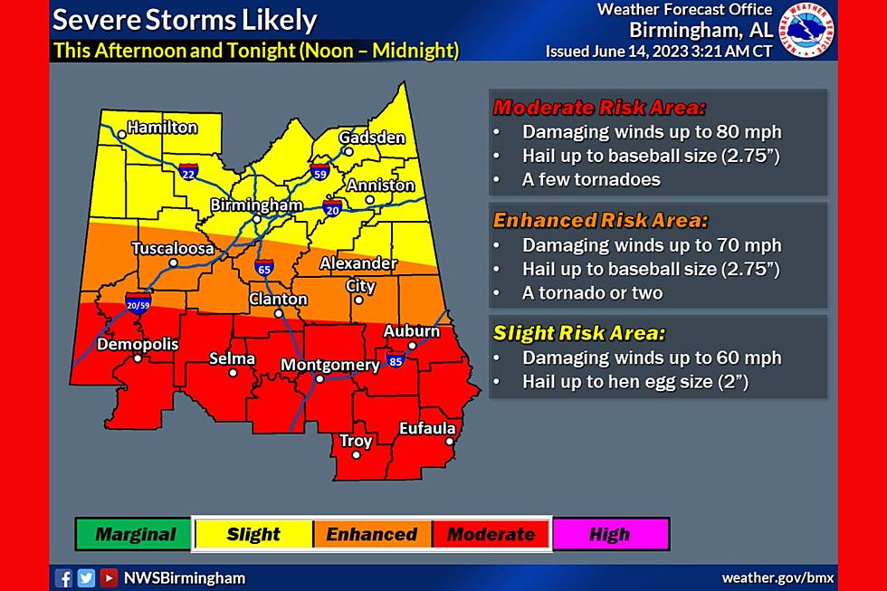 Alabama Weather Alert: Damaging Winds, Large Hail, Possible Tornadoes