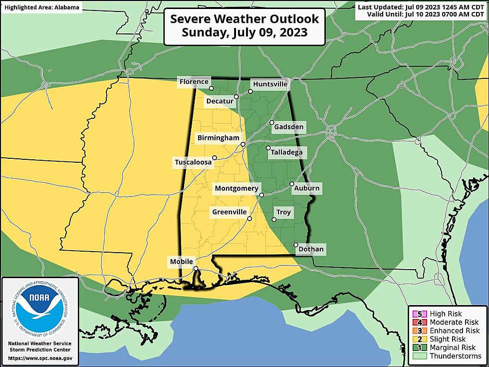 Alert: “Slight Risk” of Severe Thunderstorms in Western Alabama