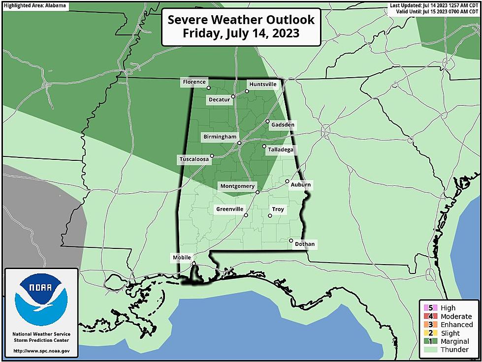 Alabama Friday: Marginal Risk for Severe Thunderstorms, Flooding