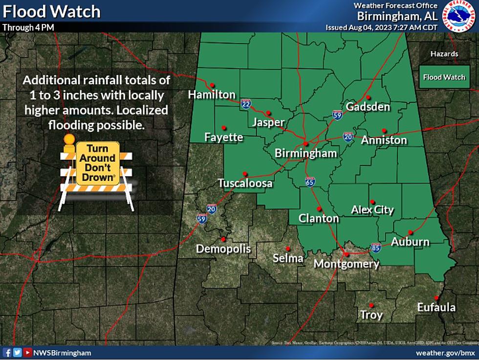 Flood Watch for Sections of Alabama Due to Possible Heavy Rain