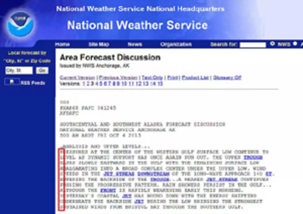 NWS Coded Weather Forecast Posted Friday [PHOTO]