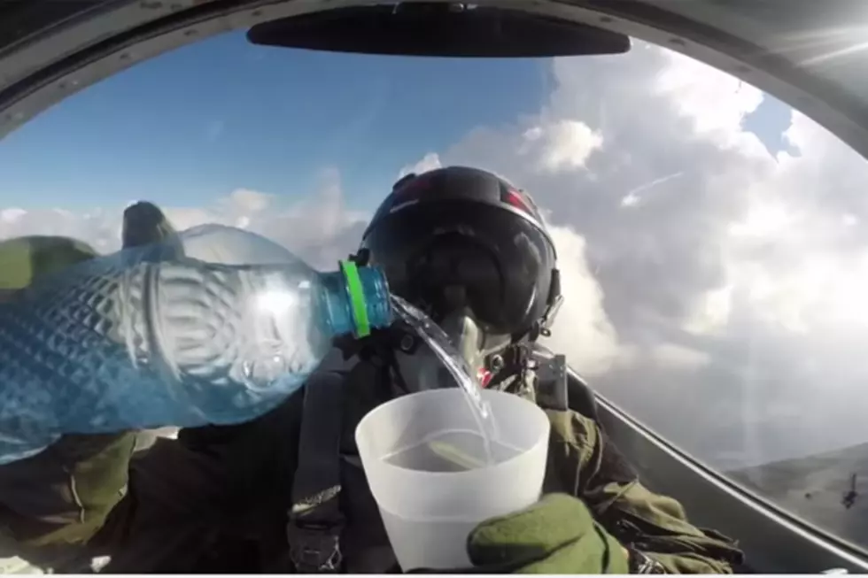 Jet Fighter Pilot Attempts Drinking Water While Doing a Loop De Loop