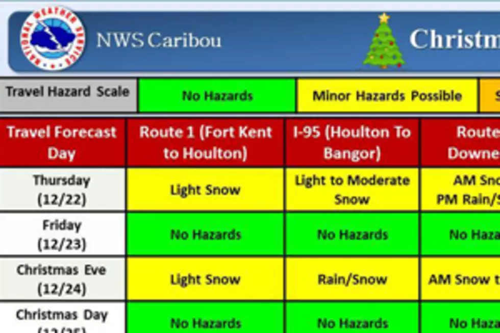 National Weather Service Produces Graphic For Holiday Road Conditions In Maine