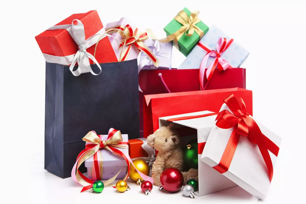 Pile of Christmas presents, shot over white background