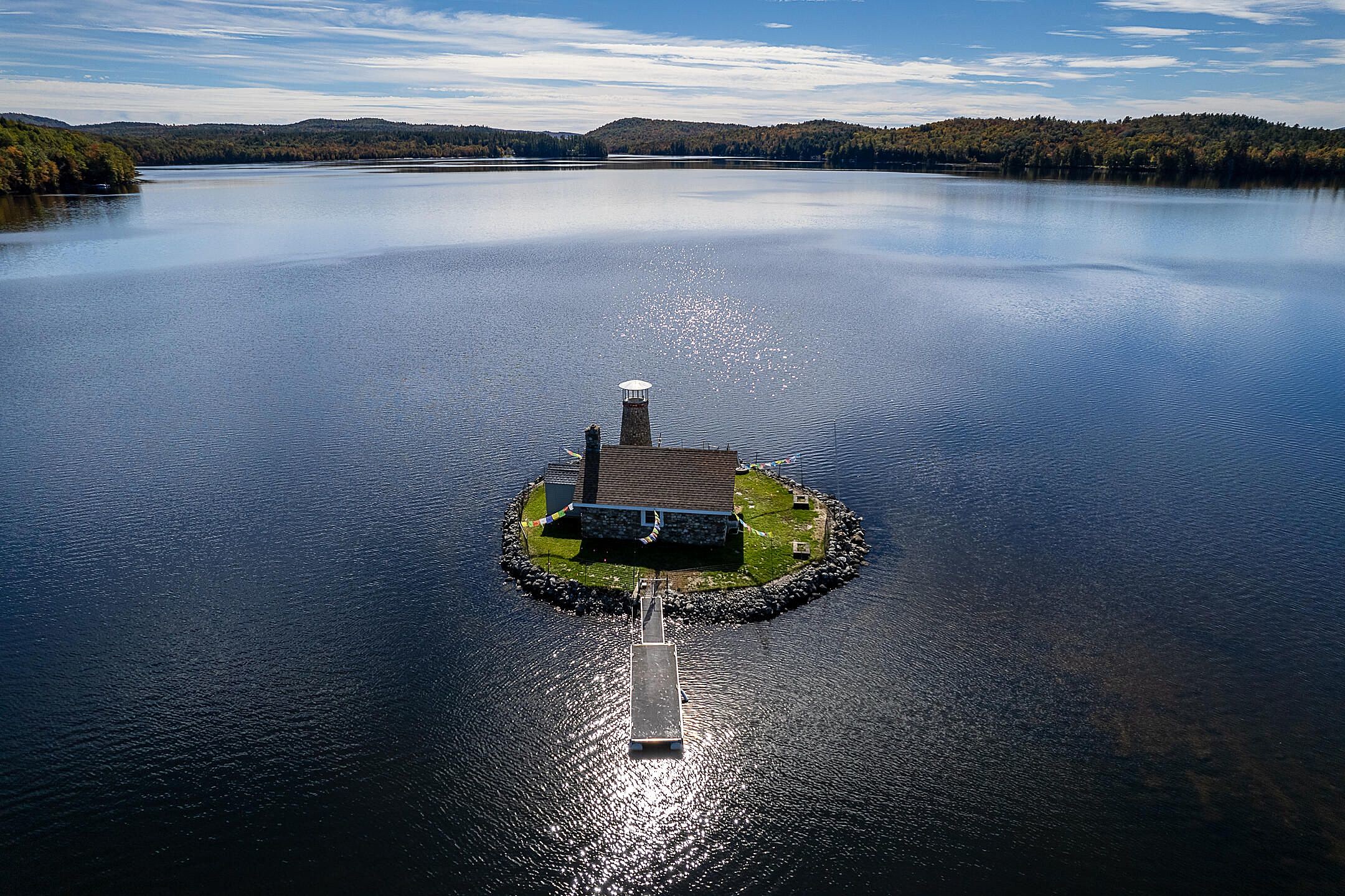 Wanna Buy An Amazing Lighthouse On A Lake In Maine   Attachment Aerial View 1 