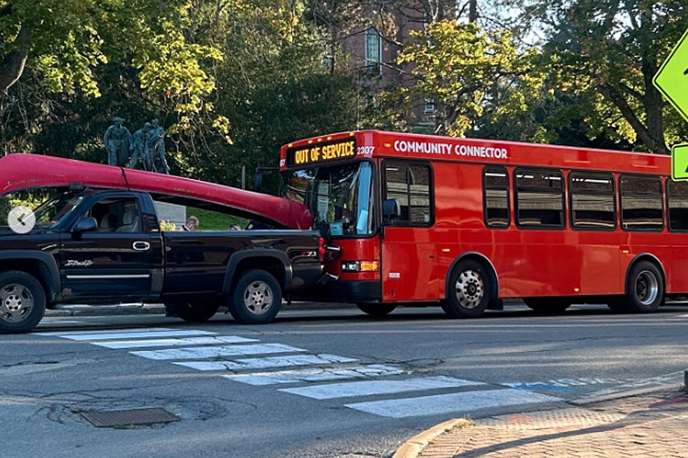 Truck Hit By Bus in Bangor Sends Canoe Into Windshield 