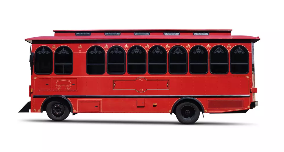 Isolated red trolly with a clipping path.