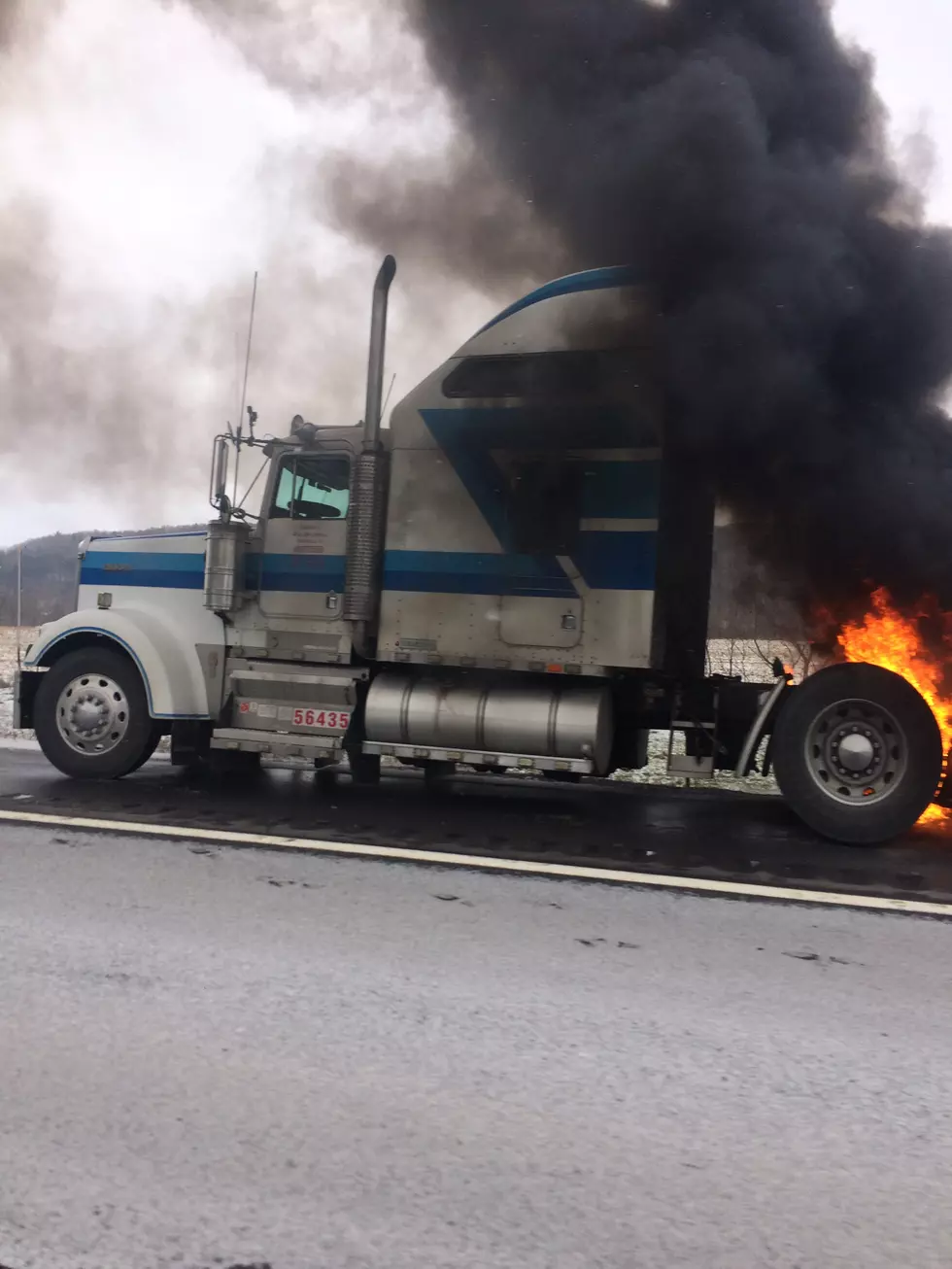 Just In:  Truck on Fire, I-88 Westbound Near Otego Truck Stop
