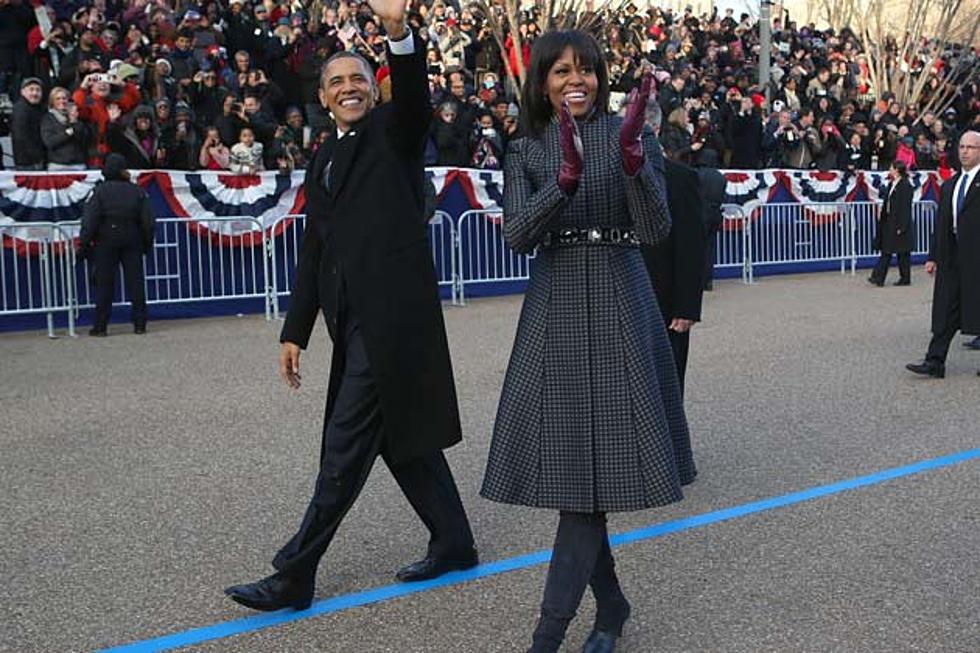 Michelle Obama + First Daughters Opt for Chic, Colorful Coats at the 2013 Inauguration [PHOTOS]