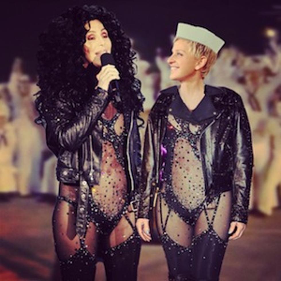 Ellen DeGeneres Dons Cher&#8217;s Infamous Sheer Bodysuit &#8230; Sort Of [PHOTO]