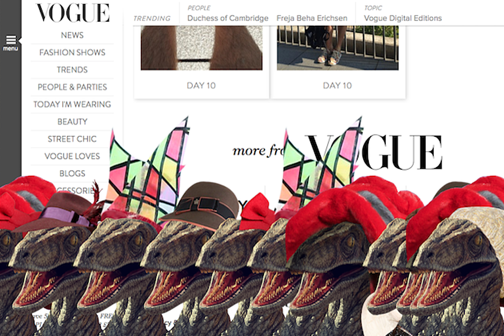 Just a Few Keystrokes Will Cover Vogue UK&#8217;s Website With Dinosaurs Wearing Fancy Hats