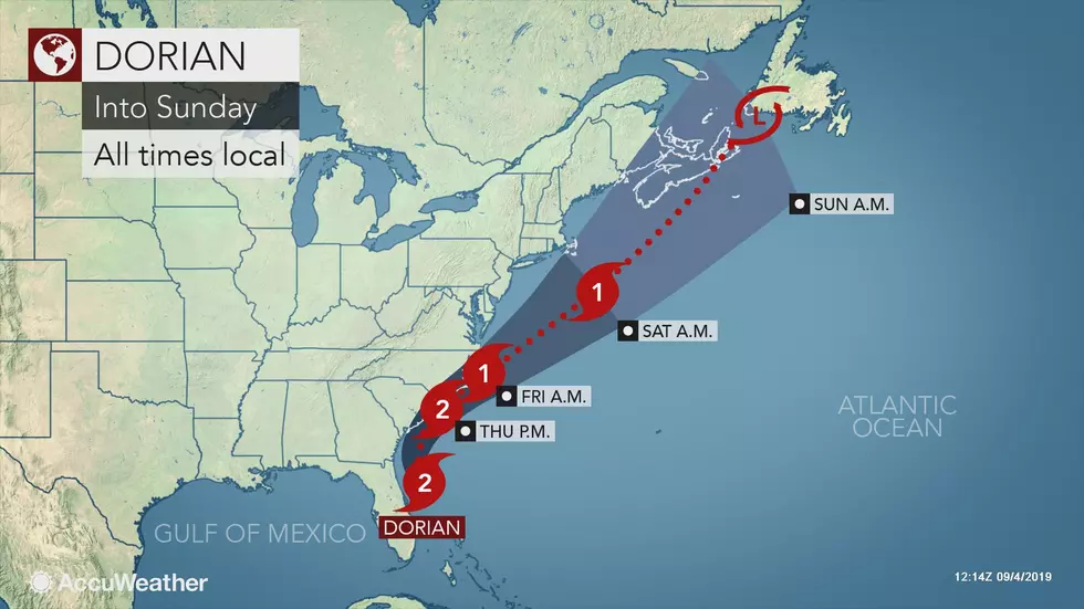 Strong Thunderstorms for NJ Wednesday, 40 MPH Dorian Gusts Late-week