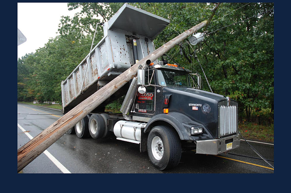 Dump truck was left up, bringing utility pole down in Ocean County, NJ