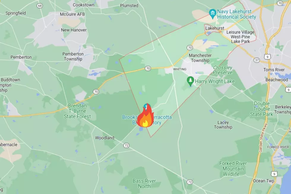 Approximate location of the Brick Yard Fire along the Woodland-Manchester Township NJ line - Photo: Google Maps/Canva