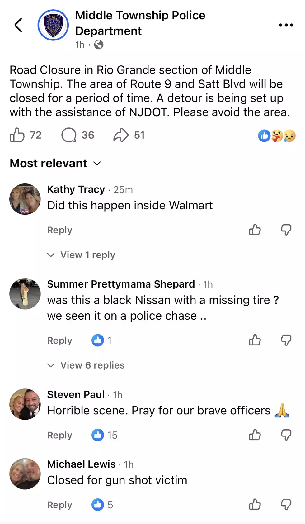 Middle Township Police Department Facebook post.