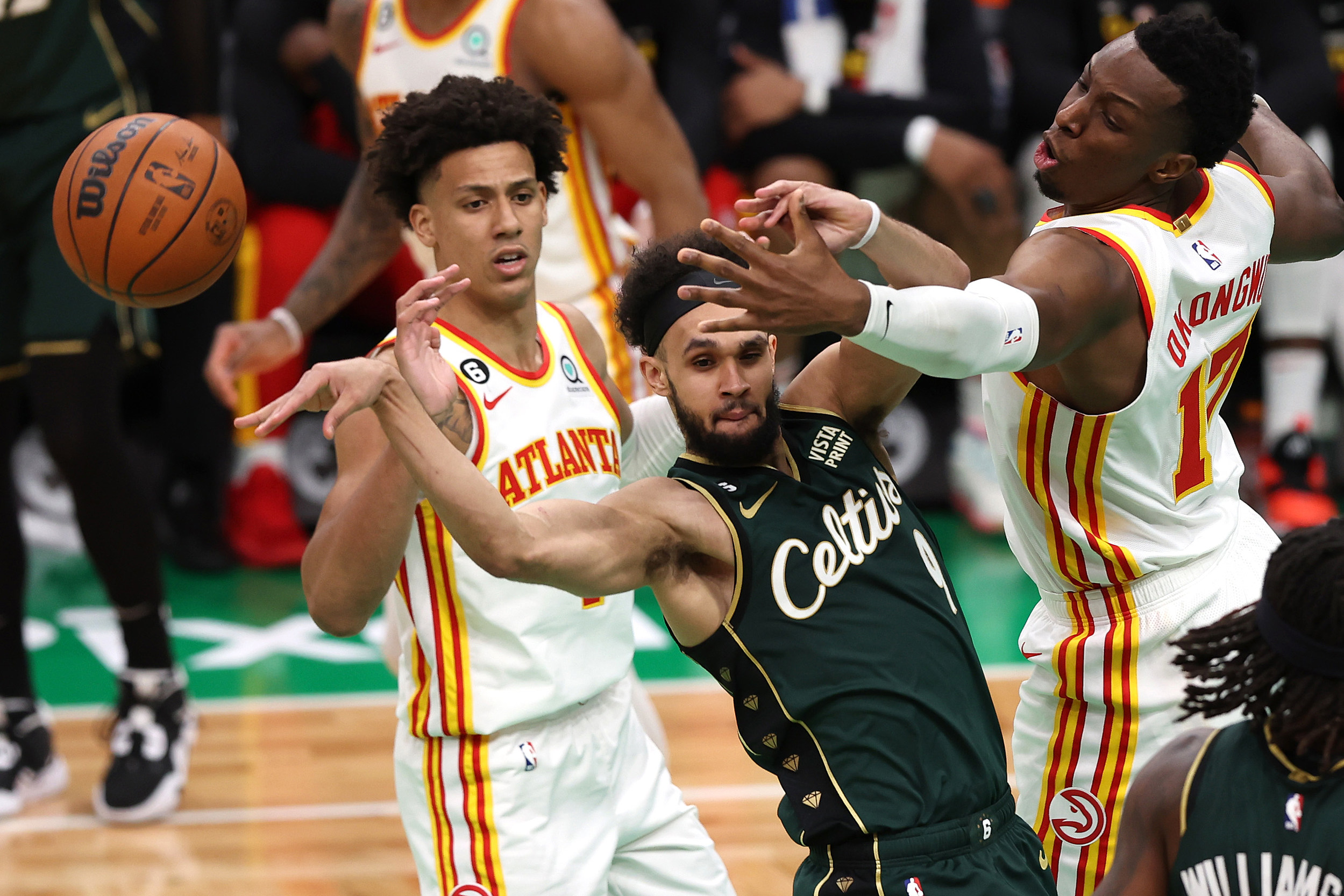 Celtics hold off late Hawks rally to win Game 1