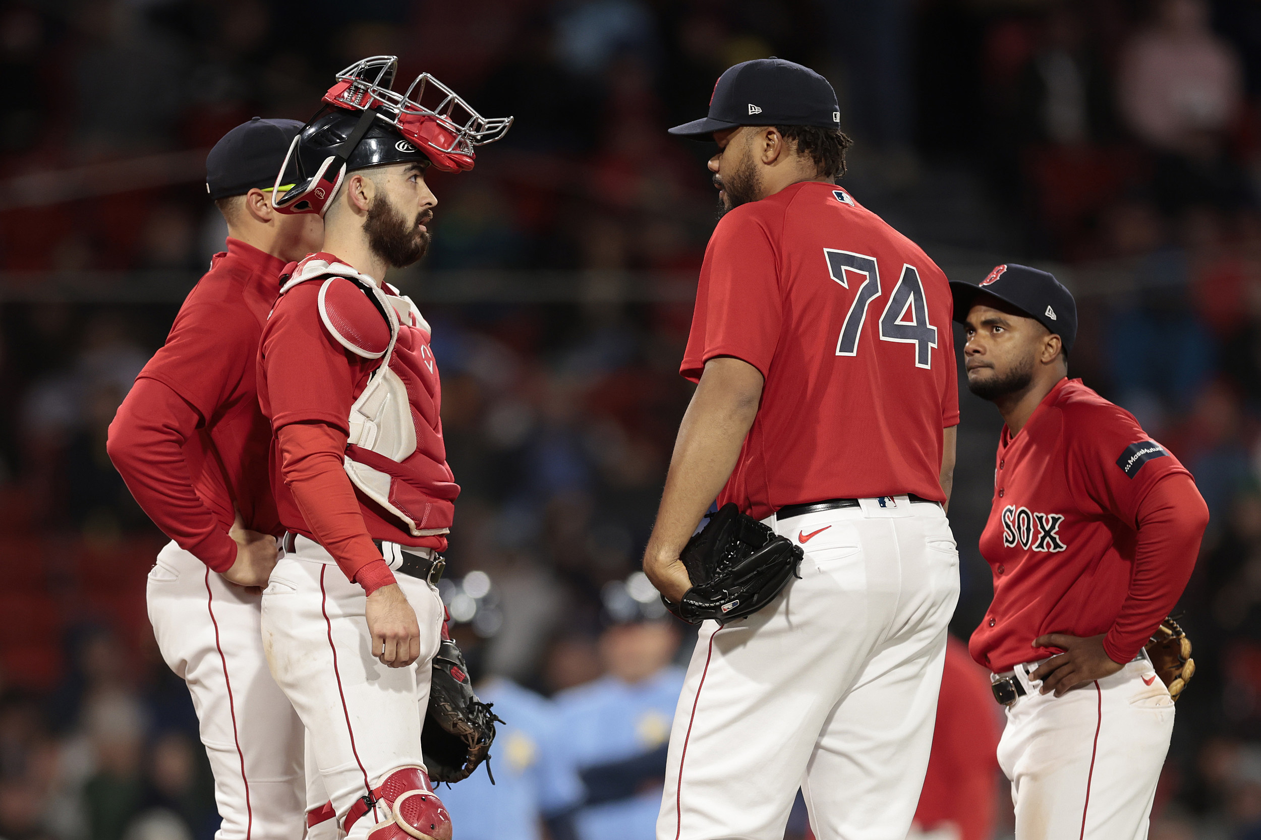 Boston Red Sox Third base Rafael Devers throws to first during the News  Photo - Getty Images