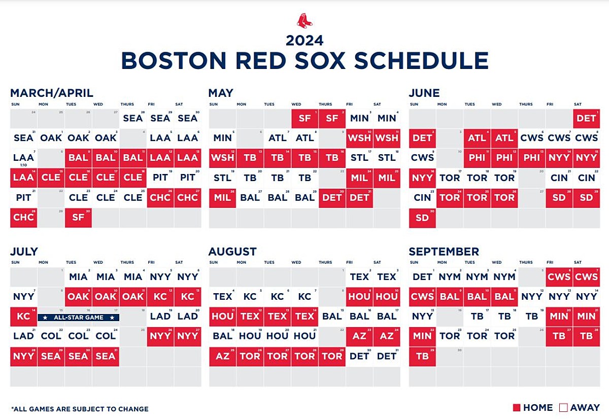Red Sox Announce 2024 Regular Season Schedule