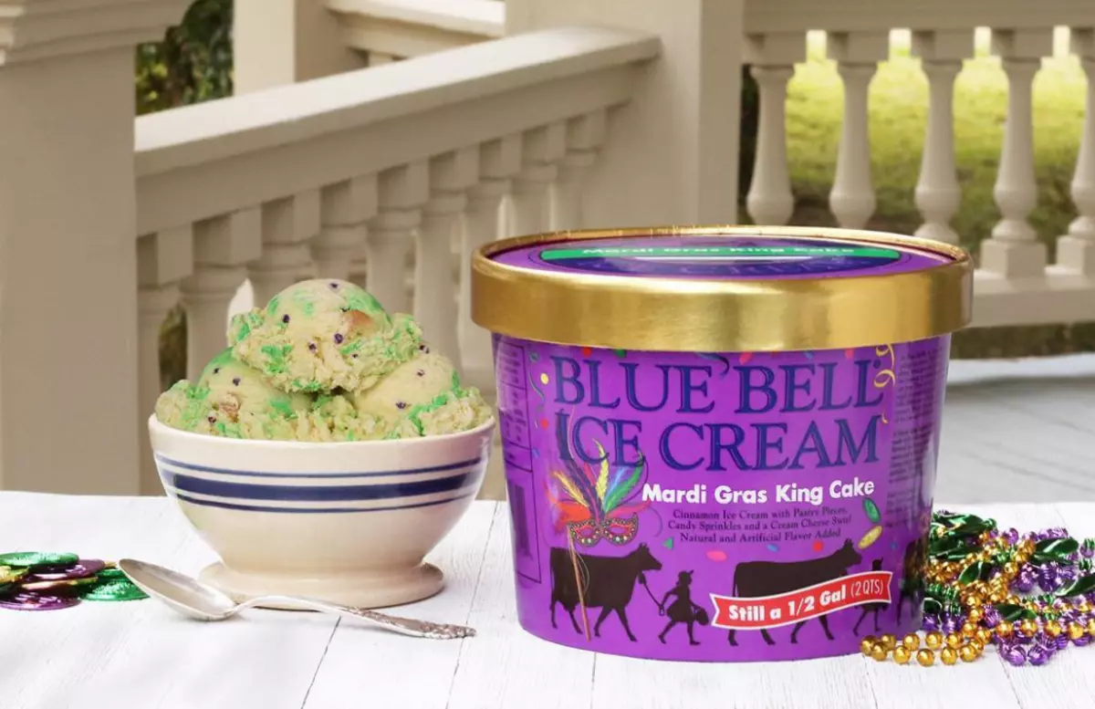 Blue Bell's Mardi Gras King Cake Ice Cream is Back!