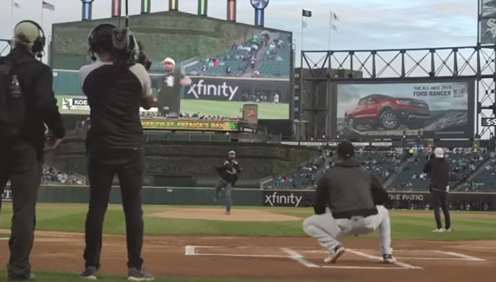Koe Wetzel Throws First Pitch at Chicago White Sox Game
