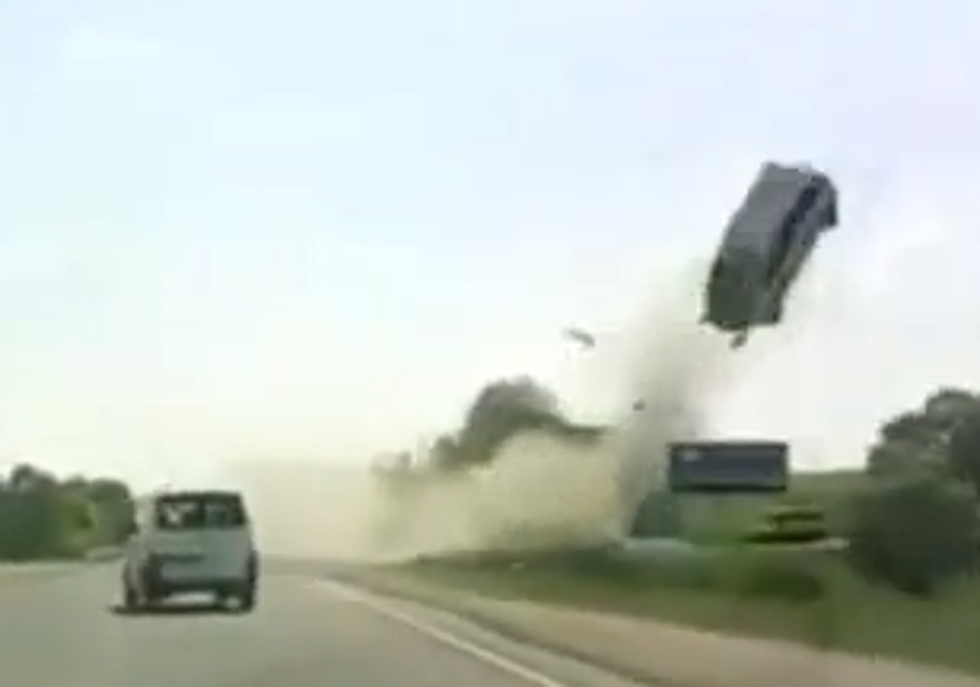 Russian Car Dash Cam Shows Car Launched into Air [VIDEO]