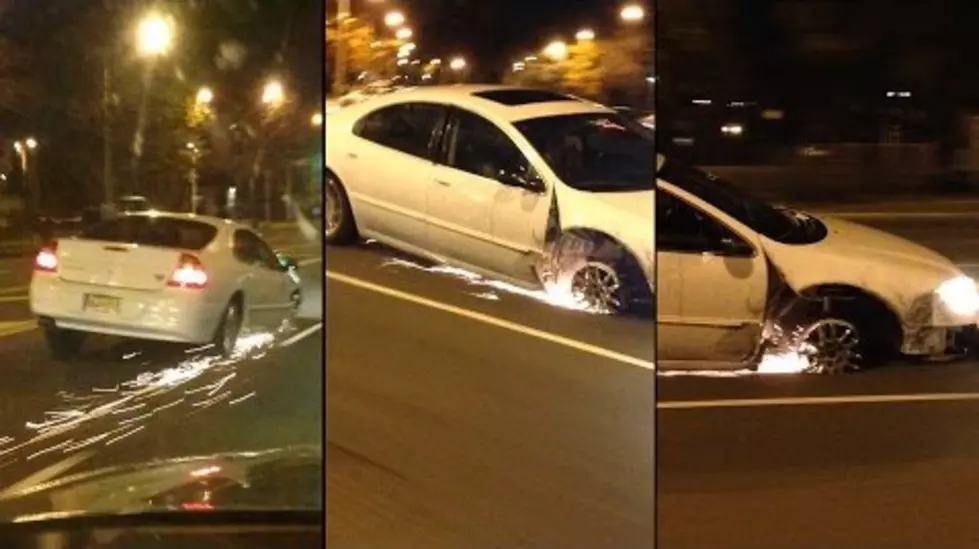Woman Calmly Drives Car With Missing Tire, Until Cops Stop Her