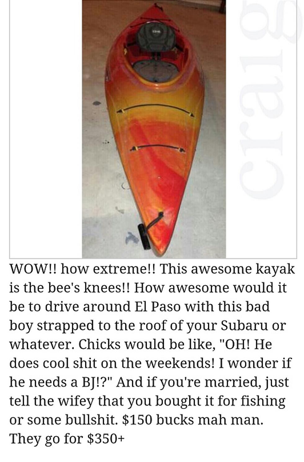 El Paso Tries to Sell Kayak on Craigslist with Hilarious Description