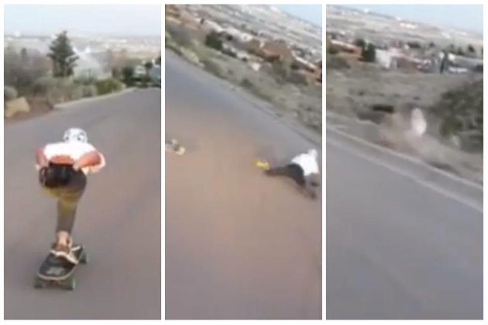 Skateboarder Wipes out & Flies off the Franklin Mountains