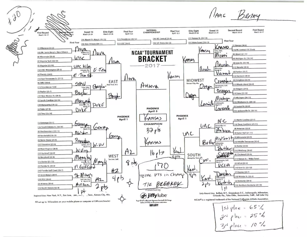 5 year old's NCAA Bracket