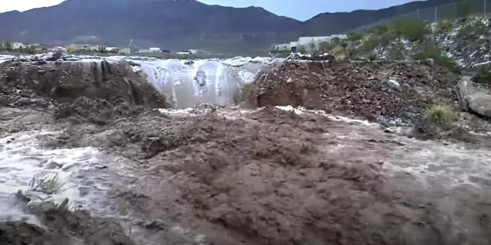 Footage of a Temporary Waterfall in El Paso From Mother Nature